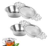 2 PCS Unusual Tea Strainers for Loose Tea with Drip Bowls, Loose Leaf Strainer Fine Mesh, Stainless Steel Strainers & Filters, 7cm Mini Sieve for Coffee and Juice with Double Wing Extender