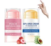 2 PCS Urea Foot Cream, Urea Cream 60 Percent for Feet, Moisturiser for Relieving Foot Dryness Soothing and Moisturizing, Light and Non-Sticky Texture with 1 Peach Hand and Foot Cream