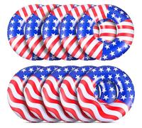 2 Pcs USA Flag Pool Float for 250th Anniversary 36'' America Flag Inflatable Ring Pool Float Patriotic Round Swim Tube for Beach Lake Ocean Water Sports Summer Swimming Fun(10,USA Flag)