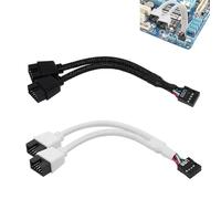 2 Pcs USB Header Splitter, Dual USB 2.0 Motherboard 9Pin Female to Male Extension Cable, Nylon Braided usb Header Splitter for Computer Motherboard, Adapter for PC Fans Data Transmission White & Black
