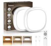 2 Pcs USB Rechargeable Ceiling Light with Remote, IP54 Waterproof 550LM 12000mAh Motion Sensor Shed Lights Battery Operated Bathroom Light, Wireless LED Garage Lighting Pir Indoor Lamp for Loft Porch