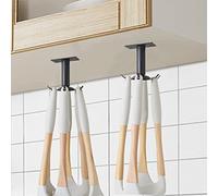 2 Pcs Utensil Holder Under Cabinet Rotatable Kitchen Lazy Susan Hooks for Cup Spoon Wall Mounted Utensil Hanger Rack with 6 Rotatable Hooks