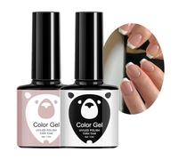 2 PCS UV Gel Nail Polish Set, White & Nude Pink French Tip Natural Manicure Nail Polishes, Long Lasting Chip Resistant Elegant Classic Nail Polish, DIY Nail Art Salon, Gift for Women