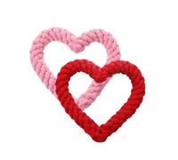 2 Pcs Valentine's Day Dog Chew Rope, Heart Shape Pet Chew Toy Valentine Pet Teeth Toy Calm Down for Puppies (Pink & Red)