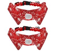 2 PCS Valentine's Day Red Love Pattern Dog Collars with Bow Tie and Bells, Adjustable Cat Bow Ties Collar for Small Medium Boys and Girls Pets Puppies Kittens