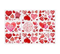 2 Pcs Valentine's Day Window Decals, 9 Sheets Each of Watercolor Love Heart Static Clings, Romantic Decor for Home Window Glass, 101 Pcs Per Sheet, 7.87 x 11.81 in / 20 x 30 cm