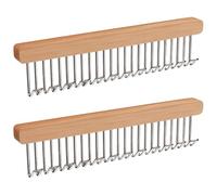 2 Pcs Valet Rod with 12 Hooks Each, Pull-Out Closet Organizers, Wooden Clothes Hanger Racks, Left and Right Pull-Out Extendable Rod with Metal Hooks for Bra, Belt, Tie, Scarf
