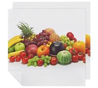 2 PCS Variety Fresh Vegetables Fruits Cloth Napkins 18.7"x18.7"- Single-Sided Print, Soft & Reusable Napkins for Elegant Dining, Wedding, Party, Restaurant Decor