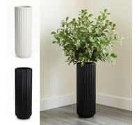 2 Pcs Vase For Flowers, Plastic Vases for Flowers, Striped Modern Durable Flower Vases,Modern Black Vase for Home Decor, Tall Cylinder Vases for Living Room, Bedroom, Dining Table, Office (multicolor)
