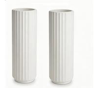 2 Pcs Vase For Flowers, Plastic Vases for Flowers, Striped Modern Durable Flower Vases,Modern Black Vase for Home Decor, Tall Cylinder Vases for Living Room, Bedroom, Dining Table, Office (White)