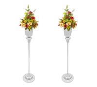2 PCS Vase for Wedding Centrepieces, 77.5cm Tall Flower Trumpet Vase, Metal Flower Stand for Party, Anniversary, Event (Silver)
