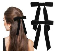 2 Pcs Velvet Bow Hair Clips for Women and Bridesmaids, Black | Lightweight Sturdy Clip, Elegant Accent for Braids and Buns, Wedding Dates, Stylish Finish