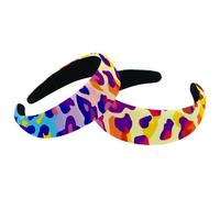 2 PCS Velvet Padded Head Bands, Vintage Thick Hair Band, Colorful Leopard Non Slip Wide Hair Band Hoops, Hair Accessories for Women