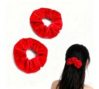 2 Pcs Velvet Scrunchies,Scrunchie for Women Soft Jersey Fabric Hair Scrunchie for Girls Bobble Elastic Hair Band Scrunchies Elastic Spring Ponytail Holder Bobbles Accessories,for Women Girls(Red)