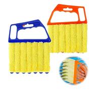 2 Pcs Venetian Blind Cleaner Tool, Blind Cleaners for Wooden Blinds, 7 Finger Blinds Cleaner, Blind Duster for Wooden Blinds for Venetian Blinds Air Conditioner and Car AC Vent (Orange and Blue)
