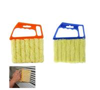 2 Pcs Venetian Blind Cleaner Tool,Orange Blind Cleaners Brush,Blue Efficient Plastic Easy Damp Cleaning Duster Tool Suitable for Wooden Venetian Blinds,Window Slat and Air Conditioners Removal Dust
