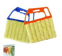 2 Pcs Venetian Blind Cleaner Tool, Washable Curtain Cleaning Tools, High-Efficiency Plastic Wet Cleaning Dust Removal Tools for Wooden Blinds, Air Conditioner Vents, and Window Shades(Yellow Blue)