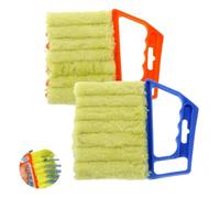 2 Pcs Venetian Blind Cleaner Tool, Washable Microfiber 7-Finger Duster, Efficient Easy Damp Dust Cleaning Brush for Window Blinds, Air Conditioner Vents, Shutters and Household Surfaces Removal Dust