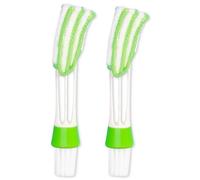 2 PCS Venetian Blind Duster Brush, 2 in 1 Multifunctional Double-Headed Blind Cleaner, Removable and Washable Venetian Blind Cleaner Tool for Keyboard, Windowsill, Air Conditioner, Car AC Vent (Green)