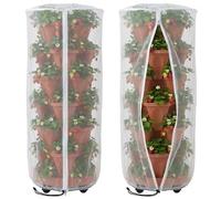 2 Pcs Vertical Plant Pot Insect Netting with Zipper, 59"x22" Stackable Planter Garden Net Cover, 6 to 7 Tier Planter Pot Insect Bird Barrier Protection Mesh for Strawberry Herb Flower Fruit Vegetable