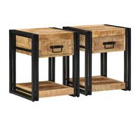 vidaXL Bedside Cabinets 2 pcs 40x40x50 cm Solid Rough Wood Mango, Brown