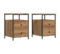 (2 pcs) vidaXL Bedside Cabinet Nightstand Bed Side Table Artisan Oak Engineered Wood