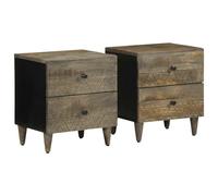 (2 pcs) vidaXL Bedside Cabinets 2 pcs Light Grey 40x33x46 cm Solid Wood Mango