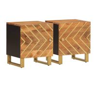Svvalka Bedside Cabinets 2 pcs Brown and Black Solid Wood Mango