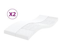 vidaXL Foam Mattresses 2 pcs White 90x190 cm 7-Zone Hardness 20 ILD