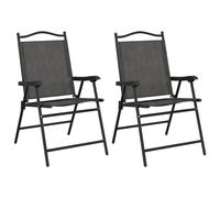 (2 pcs) vidaXL Folding Garden Chairs Outdoor Chair Melange Cream Steel and Textilene