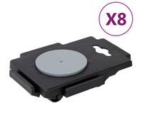 (2 pcs) vidaXL Moving Dollies Trolleys with 8 Wheels 8 pcs 150 Kg Black Polypropylene