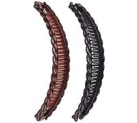 2 Pcs Vintage Clincher Hair Combs - One Black, One Brown - Thick Curly & Long Hair Accessories with Grip Slide Clips