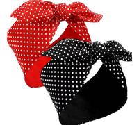 2 Pcs Vintage Head Scarf for Women - Wire Headband with Bowknot and Rabbit Ear Design. Retro 1940s Style Headbands for Hair Styling. for Ladies Girls' Hair Accessories, Bandanas