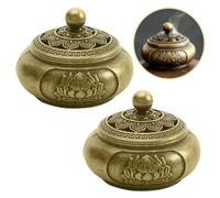 2 Pcs Vintage Incense Cone Burner, Lotus Carving Patterns Metal Incense Cone Holder for Sticks, Spa Yoga Gift Home Decoration