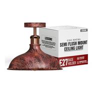 2 Pcs Vintage Industrial Ceiling Lights 36CM Semi Flush Mount Lighting Fixtures Rustic Red Modern Large Ceiling Light Semi Flush Ceiling Lights for Kitchen Hallway Dining Rooms Living Rooms Bar