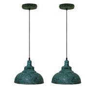 2 Pcs Vintage Pendant Dome Light Shade Industrial Hanging Pendant Light Ceiling Lighting (Green Cama)