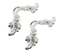 2 Pcs Vintage Style Antique Handle Pulls Zinc Alloy Door Pulls Cabinet Handles Wardrobe Handles Cupboard Pulls Kitchen Drawer Handles for Home Furniture Cabinets Wardrobes (Bright Silver)
