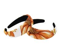 2 PCS Vintage Thick Hair Band, Thanksgiving Sunflower Pumpkins Pattern Velvet Padded Head Bands, Non Slip Wide Hair Band Hoops, Hair Accessories for Women