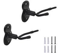 2 Pcs Violin Hanger Wall Mount for Viola and Violin, Wood Base with Solid Metal U-Shape Hook, Integrated Bow Holder, Soft Protective Padding, Includes Mounting Screws, Space Saving Design