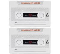 2 Pcs Voice Recordable Greeting Retro Audio Card, Retro Cassette Tape Shape, Talking Greeting Card with 60 s and 300 s Recording Time, Ideal for Birthday, Valentine's Day