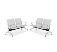 2 Pcs Waiting Room Chairs - 2-Seat Metal Office Guest Chairs & Reception Seat with Arms Reception Area Furniture for Office Bank Hospital Airport