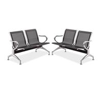 2 Pcs Waiting Room Chairs - 2-Seat Metal Office Guest Chairs & Reception Seat with Arms Reception Area Furniture for Office Bank Hospital Airport