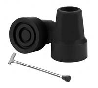 2 Pcs Walking Stick Rubber Ends,Walking Stick Ferrules for Leki, Non-Slip Trekking Pole Rubber Cane Tips Accessories Black Crutches End Ferrule Replacement Elder Crutch Ferrule Stopper Pads for Hiking