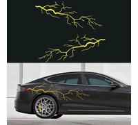 2 Pcs Wall Crack Pattern Car Sticker Crackle Graphic Decal Burst Auto Stickers Large Car Body Side Stickers Self-Adhesive Universal Fit(Yellow)