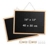 2 PCS Wall Mounted Chalk Board 40 * 30cm, Small Blackboard Outdoor Chalkboard Wooden Framed Bulletin Board for Kitchen School Office Memo Message Notice Menu Board