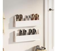 2 Pcs Wall-Mounted Shoe Racks Shoe Storage Shoe Shelf Solid Wood Pine vidaXL