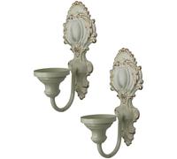 2 Pcs Wall Sconce Candle Holder, White Vintage Wrought Iron Wall Mounted Candle Decor, French Empire Style Gothic Candle Stand for Farmhouse Wall Art and Home Decoration, 10.5 x 4.3 x 3.1 in