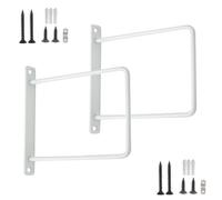 2 Pcs Wall Shelf Brackets 20cm White Metal Corner Supports for Floating Shelves Iron Book Shelves Brackets for Kitchen & Home Includes Screws for Easy Inllat