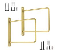 2 Pcs Wall Shelf Brackets Heavy Du Iron Corner Braces Floating Shelf Supports Metal Shelf Brackets for Kitchen & Book STO Includes Screws (15cm d)