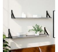 2 Pcs Wall Shelves Wall Rack Wall Mounted Shelf Rack Engineered Wood vidaXL